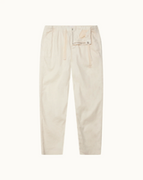 Relaxed Fit Garment Dye Cotton Trousers in Latte