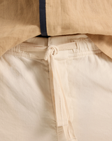 Relaxed Fit Garment Dye Cotton Trousers in Latte