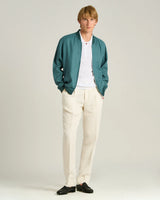 PURE LINEN JACKET WITH ZIP CORNFLOWER BLUE