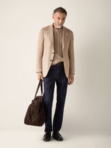 Beige Mélange Linen Cashmere and Silk Crewneck