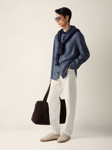 Indigo Cashmere Linen and Silk Overshirt