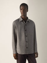 Dark Brown Mélange Cashmere Linen and Silk Overshirt