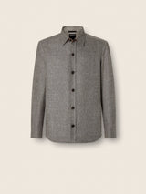 Dark Brown Mélange Cashmere Linen and Silk Overshirt