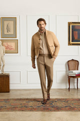 Parker Platinum Super 130s Gab Trouser - Dark Beige