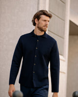 Dark Blue Milano Stitch Overshirt