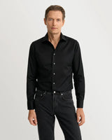 Black Solid Signature Twill Shirt
