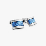 Carbon D-Shape cufflinks with Palladium Plated & blue alutex