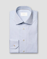 Contemporary Fit Blue Check Supima 120 Shirt