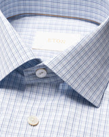 Contemporary Fit Blue Check Supima 120 Shirt