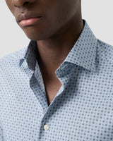 Slim Blue Micro Floral Print Signature Twill Shirt