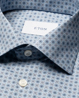 Slim Blue Micro Floral Print Signature Twill Shirt