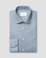 Slim Blue Micro Floral Print Signature Twill Shirt