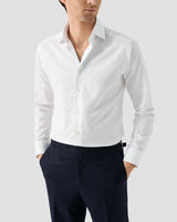 Semi Solid White Cotton TENCEL™ Lyocell Shirt