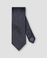 Navy Solid Woven Linen Silk Tie