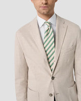 Light Green Striped Woven Linen Silk Tie