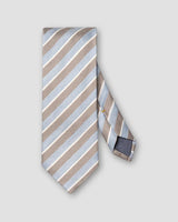 Brown Striped Woven Linen Silk Tie
