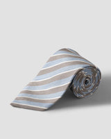Brown Striped Woven Linen Silk Tie