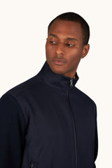 Merino wool hybrid zip-up Cardigan in Blue