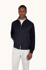 Merino wool hybrid zip-up Cardigan in Blue