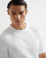 Cotton jersey crew neck T-shirt with faux-layering