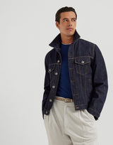 Blue Cotton jersey crew neck T-shirt with faux-layering