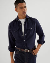 White Cotton jersey crew neck T-shirt with faux-layering