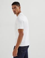 White Cotton jersey crew neck T-shirt with faux-layering