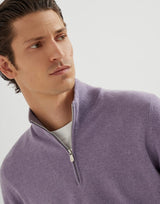 Lilac Half Zip Cashmere Sweater