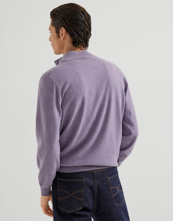 Lilac Half Zip Cashmere Sweater