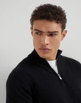 Black and Grey Half Zip Cashmere Sweater