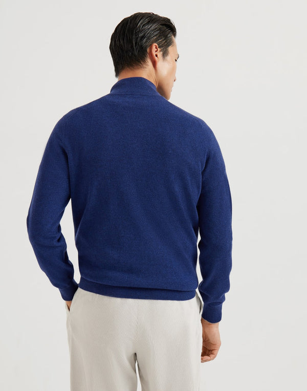 Dark Blue Half Zip Cashmere Sweater