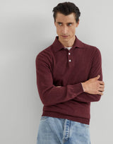 Cashmere knit polo shirt - AMARANTH