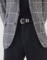 Braided Calfskin Belt with Detailed Buckle and TIp