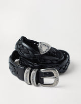 Braided Calfskin Belt with Detailed Buckle and TIp