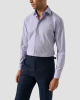Slim Lavender Micro Check Twill Shirt