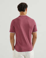 Coral Cotton jersey crew neck T-shirt with faux-layering