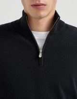 Black Cashmere sweater with half zip