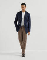 Hazelnut Garment-dyed comfort lightweight denim traditional fit five-pocket trousers