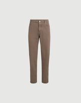 Hazelnut Garment-dyed comfort lightweight denim traditional fit five-pocket trousers