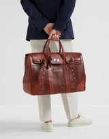 Braided Calfskin and Cowhide Country Bag Cognac