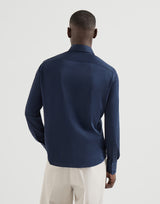 Silk and cotton jersey shirt with spread collar