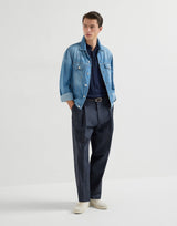 Lightweight old denim four-pocket jacket
