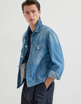 Lightweight old denim four-pocket jacket