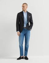 Lightweight old denim traditional fit five-pocket trousers