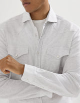 Cotton piqué western shirt in Pebble Grey