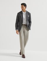 Cotton piqué western shirt in Pebble Grey