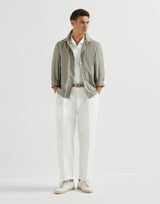 White Linen easy fit short sleeve shirt with camp collar