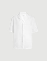 White Linen easy fit short sleeve shirt with camp collar