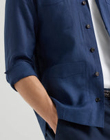Navy Linen easy fit guayabera