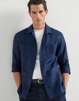 Navy Linen easy fit guayabera
